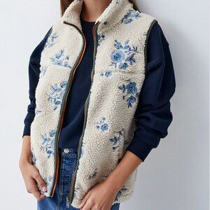 Anthropologie RD style embroidered sherpa vest XL